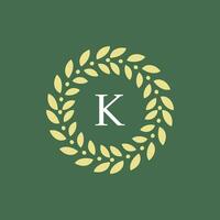 modern and natural letter K green leaves floral logo vector