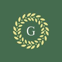 modern and natural letter G green leaves floral logo vector