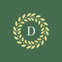 modern and natural letter D green leaves floral logo vector