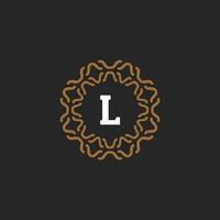 Initial letter L ornamental border circle frame logo vector