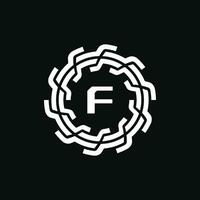 elegante y prima inicial letra F simétrico tecnología floral logo vector