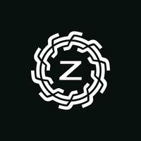 elegant and premium initial letter Z symmetrical technology floral logo vector