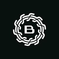 elegant and premium initial letter B symmetrical technology floral logo vector