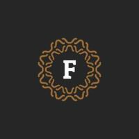 Initial letter F ornamental border circle frame logo vector