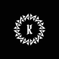 Initial letter K ornamental border circle frame logo vector