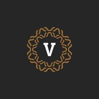 Initial letter V ornamental border circle frame logo vector