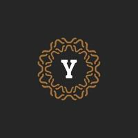 Initial letter Y ornamental border circle frame logo vector