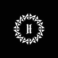 inicial letra h ornamental frontera circulo marco logo vector