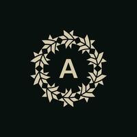 Initial letter A ornamental border circle frame logo vector