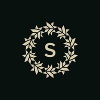 Initial letter S ornamental border circle frame logo vector