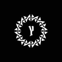 Initial letter Y ornamental border circle frame logo vector