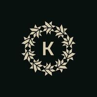 Initial letter K ornamental border circle frame logo vector