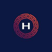 Modern tech circle emblem letter H frame logo vector