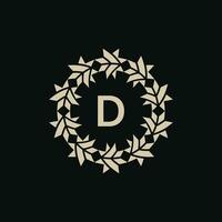 Initial letter D ornamental border circle frame logo vector