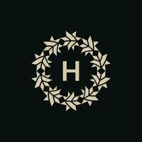 Initial letter H ornamental border circle frame logo vector