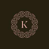 Initial letter K ornamental border circle frame logo vector