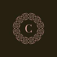 Initial letter C ornamental border circle frame logo vector