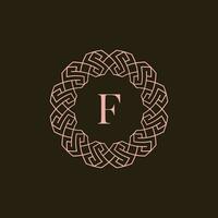 Initial letter F ornamental border circle frame logo vector