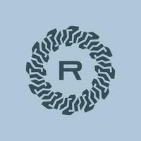 emblem logo initials letter R. modern and technological emblems are suitable for companies in the digital era. alphabet decorative emblem vector