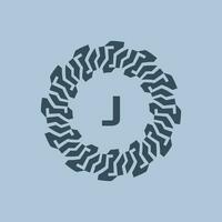 emblema logo iniciales letra j. moderno y tecnológico emblemas son adecuado para empresas en el digital era. alfabeto decorativo emblema vector
