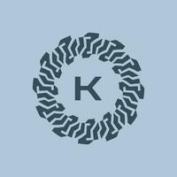 emblema logo iniciales letra k. moderno y tecnológico emblemas son adecuado para empresas en el digital era. alfabeto decorativo emblema vector