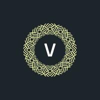 logo initials letter V. Logo emblem circle elegant and organic. round pattern ornament vector