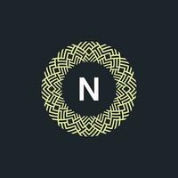 logo initials letter N. Logo emblem circle elegant and organic. round pattern ornament vector