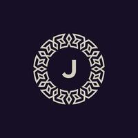 logo initials letter J. elegant and modern circle emblem. ornamental monogram emblem vector