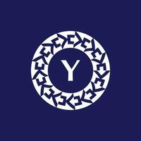 logo initials letter Y. modern and elegant circle emblem. ornamental circular emblem. same pattern emblem vector