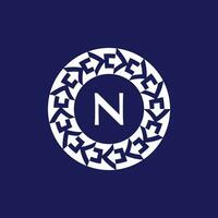 logo initials letter N. modern and elegant circle emblem. ornamental circular emblem. same pattern emblem vector