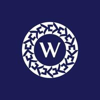 logo initials letter W. modern and elegant circle emblem. ornamental circular emblem. same pattern emblem vector