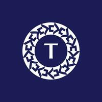 logo initials letter T. modern and elegant circle emblem. ornamental circular emblem. same pattern emblem vector