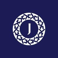 logo initials letter J. modern and elegant circle emblem. ornamental circular emblem. same pattern emblem vector