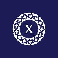 logo initials letter X. modern and elegant circle emblem. ornamental circular emblem. same pattern emblem vector