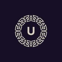 logo initials letter U. elegant and modern circle emblem. ornamental monogram emblem vector