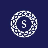 logo initials letter S. modern and elegant circle emblem. ornamental circular emblem. same pattern emblem vector