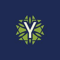 modern and natural letter Y green leaves floral logo vector