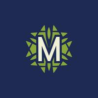 modern and natural letter M green leaves floral logo vector