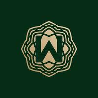 elegant and premium initial letter W symmetrical technology floral logo vector