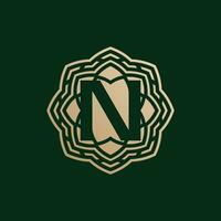 elegant and premium initial letter N symmetrical technology floral logo vector