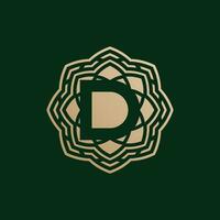 elegant and premium initial letter D symmetrical technology floral logo vector