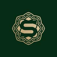 elegant and premium initial letter S symmetrical technology floral logo vector