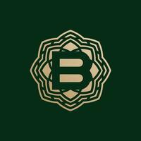elegant and premium initial letter B symmetrical technology floral logo vector