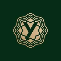 elegant and premium initial letter Y symmetrical technology floral logo vector