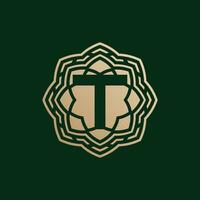 elegant and premium initial letter T symmetrical technology floral logo vector