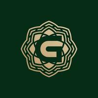 elegant and premium initial letter G symmetrical technology floral logo vector