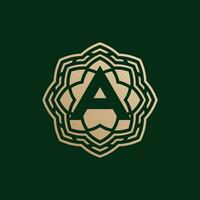 elegant and premium initial letter A symmetrical technology floral logo vector