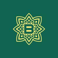 yellow green modern and elegant initial letter B symmetrical floral aesthetic logo vector