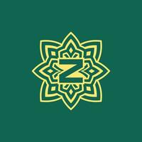 yellow green modern and elegant initial letter Z symmetrical floral aesthetic logo vector