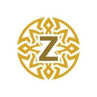 elegant emblem badge initial letter Z ethnic ancient pattern circle logo vector